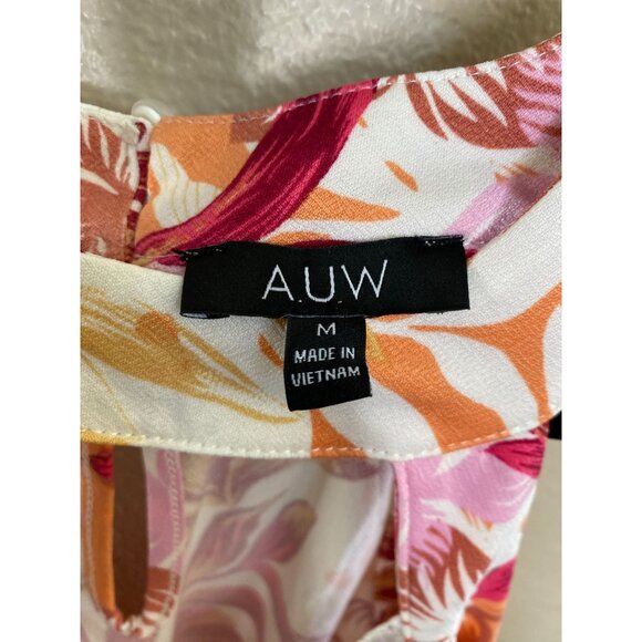 A.U.W Women’s Sleeveless Floral Keyhole Halter Top M Polyester Blend NEW - Picture 4 of 7